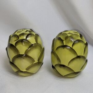 Artichoke Salt & Pepper Shakers, Ceramic With Plastic Plugs